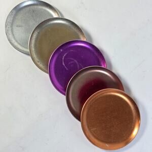 Vintage Heller Hostess Ware Colorama Aluminum Coasters Set 5 MCM Italy USED